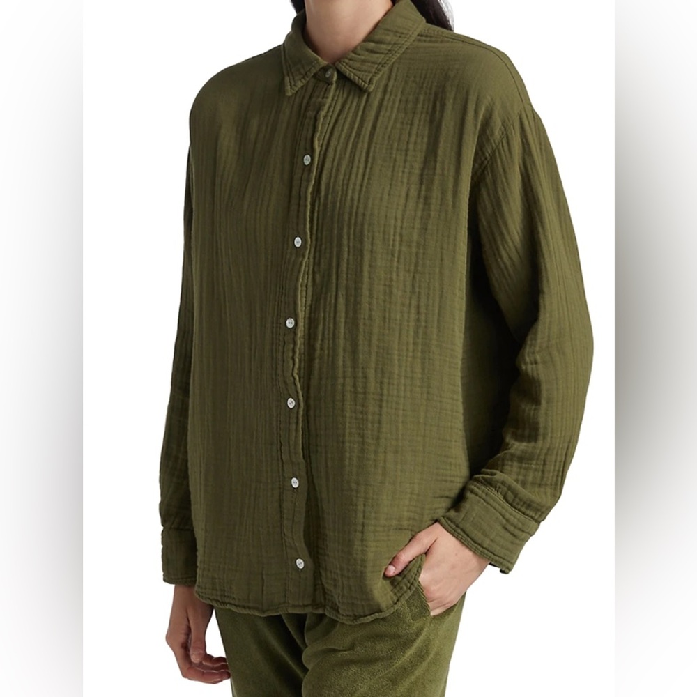 Donni - Seersucker Button Down color olive